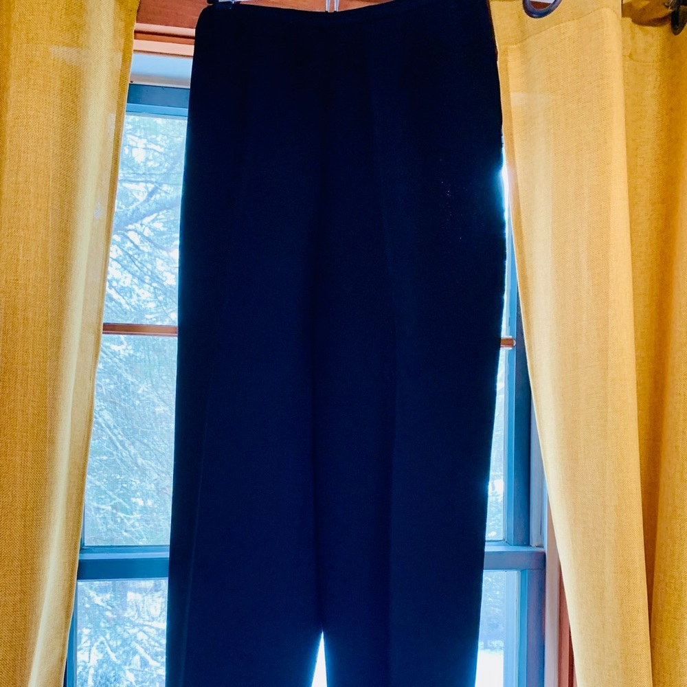 David Warren Black Pants wide leg dress trousers petites New York